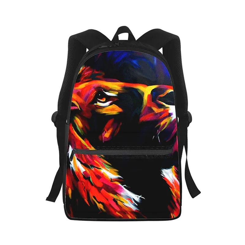 Свирепая иллюстрация Лев Мужчины Женщины Рюкзак 3D принт Модная студенческая