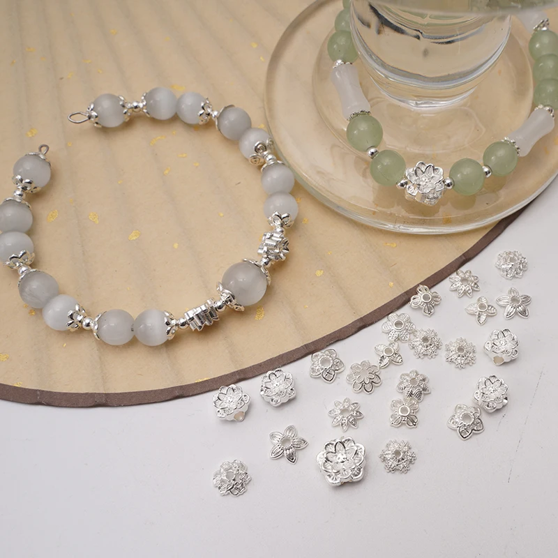 7/8/10 мм серебряный цвет цветок лотоса сплав колпачки для бусин свободные