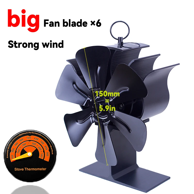 

Wood Stove Fan Heat Powered, Fireplace Fan Non-Electric(6-Blade), 176°F Auto Start, Eco Thermoelectric Fan(Silent Operation) for