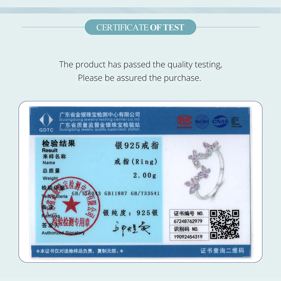 WOSTU Стерлингового Серебра 925 пробы Сиреневый Цветок Открытое Кольцо