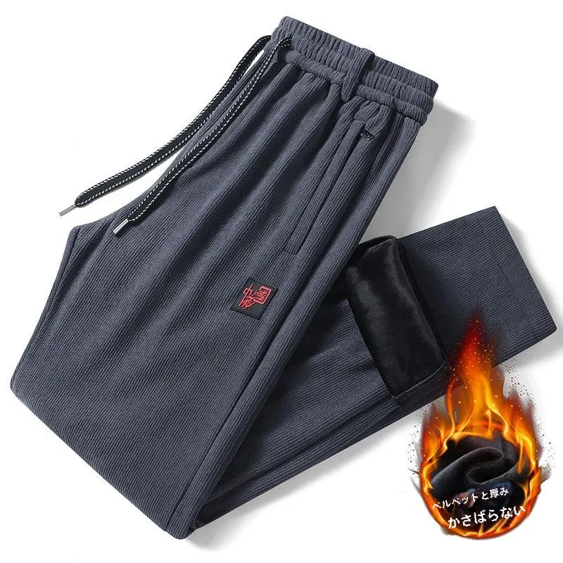 Китайские осенние и зимние утолщенные вельветовые спортивные штаны на флисовой