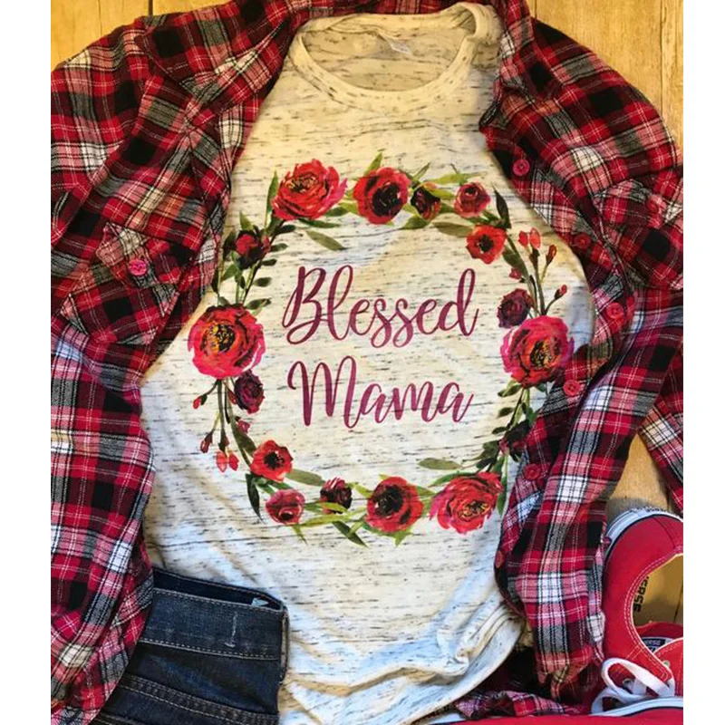 

Blessed Mama Shirt Boho Top Womens Fashion Floral Tshirt Women T-shirts Graphic Tops Fashion Tees Fall Clothing for Womens 2022