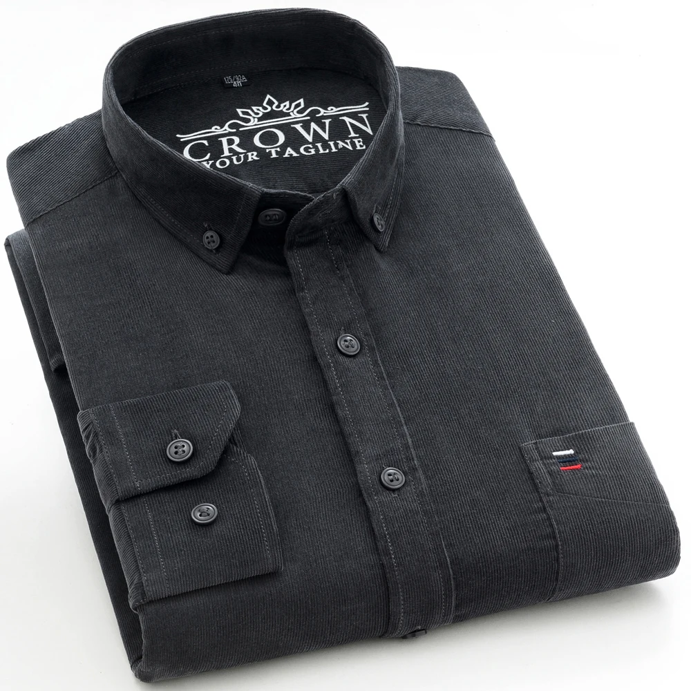 Single Patch Pocket Standard-fit Comfortable Long Sleeve Versatile Casual Shirt