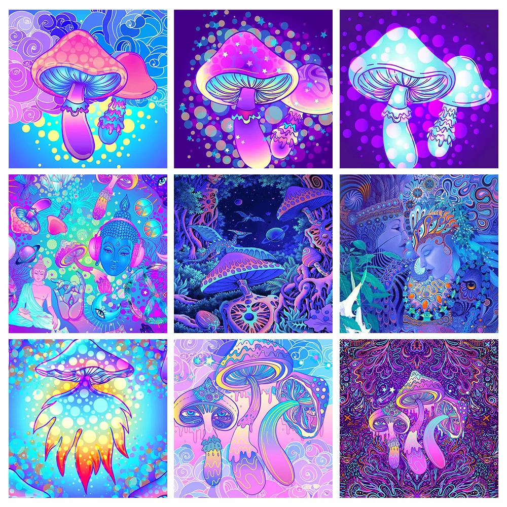 

Красочными грибами картина 5D алмазная живопись наборы ядовитый гриб Иллюзия Алмазная мозаика Сделай Сам домашний декор подарки