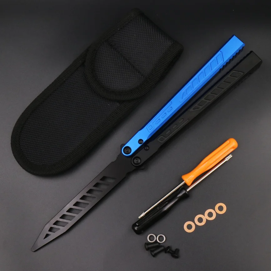 Тренировочный нож Theone Falcon Balisong Flipper лезвие D2 6061 система втулок с алюминиевой