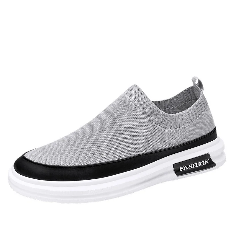 Summer Breathable Slip on Sneakers Fashion Casual Platform Shoes Men Knitting Loafers Moccasins Slip Flats Non-slip Casual Shoes images - 6