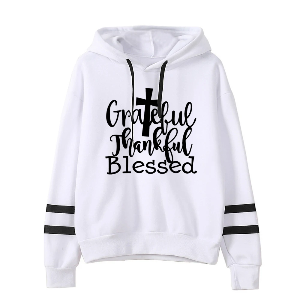 

Thankful Grateful Hoodie Thanksgiving Day Clothes Women Fall Tops Aesthetic Blessed Hoodies Women Harajuku Kawaii Clothes M