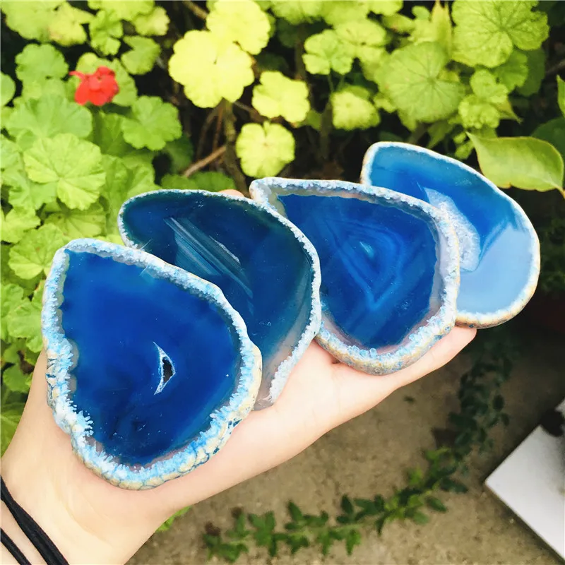 

70mm size blue crystal AGATE SLAB Geode Slice Crystal Mineral Coaster