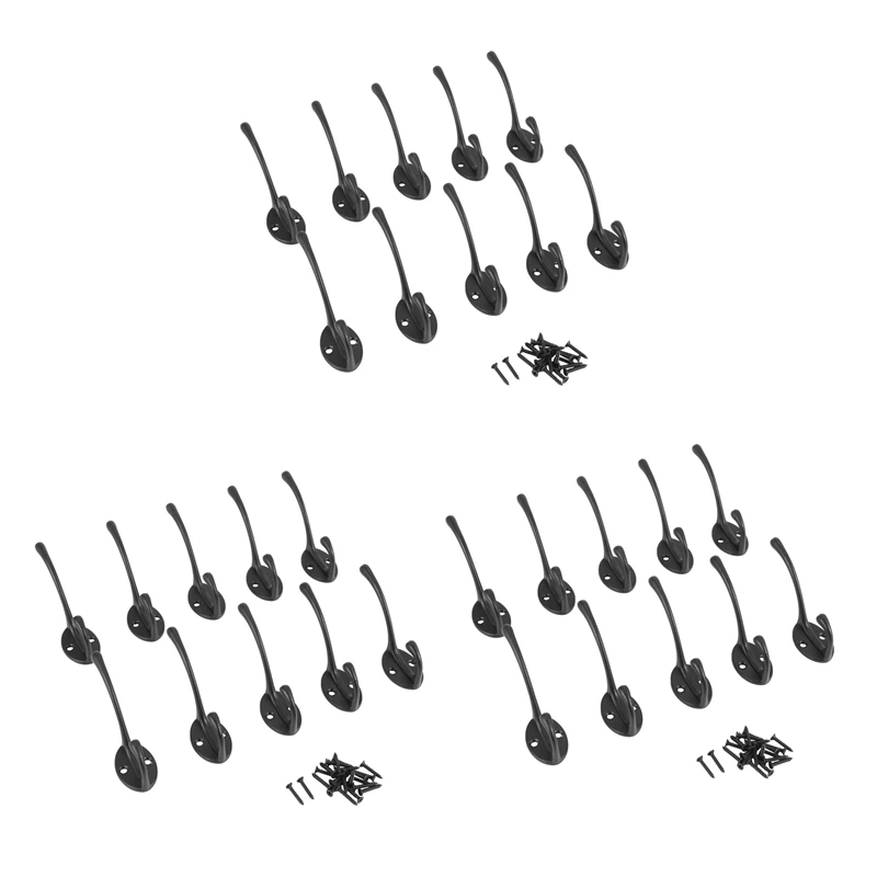 

Double Coat Hook 30 Pcs Classic Antique Industrial Style Iron Hanger