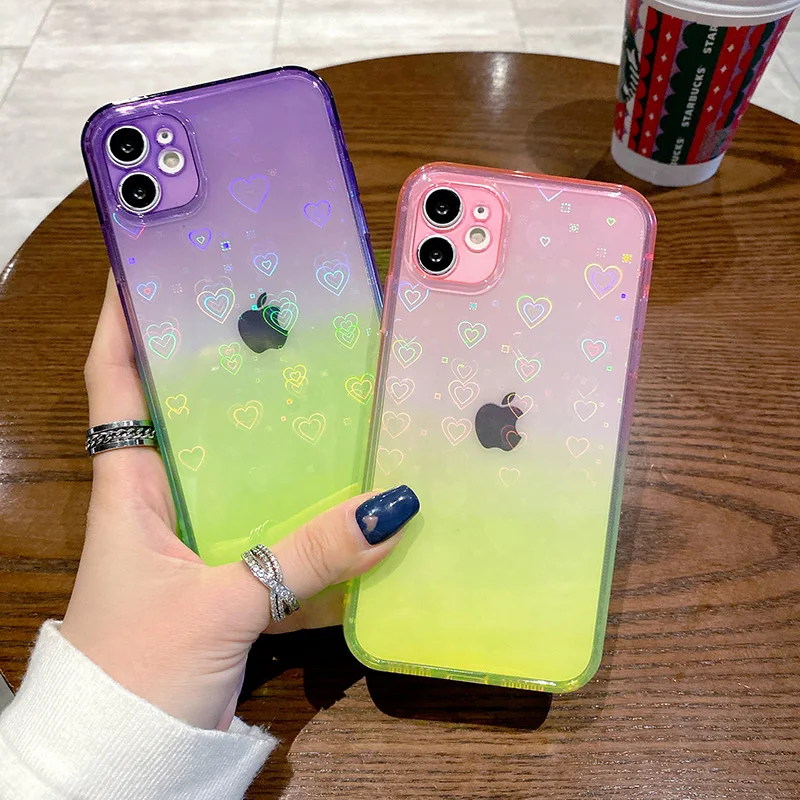 

Fashion Love Heart Pattern Clear Phone Case for iPhone 13 ProMax 12 Pro Max 11 Mini XSMAX XS XR X 8 7Plus