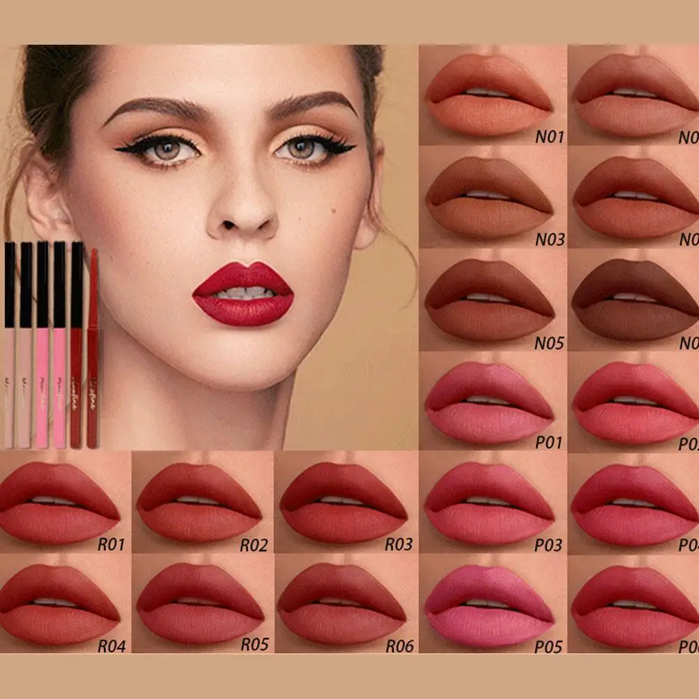 

20 Colors New Lip Liner Automatic Rotating Waterproof Lipstick Lipstick Pen Long-lasting Matte Lip 2023 D8B1