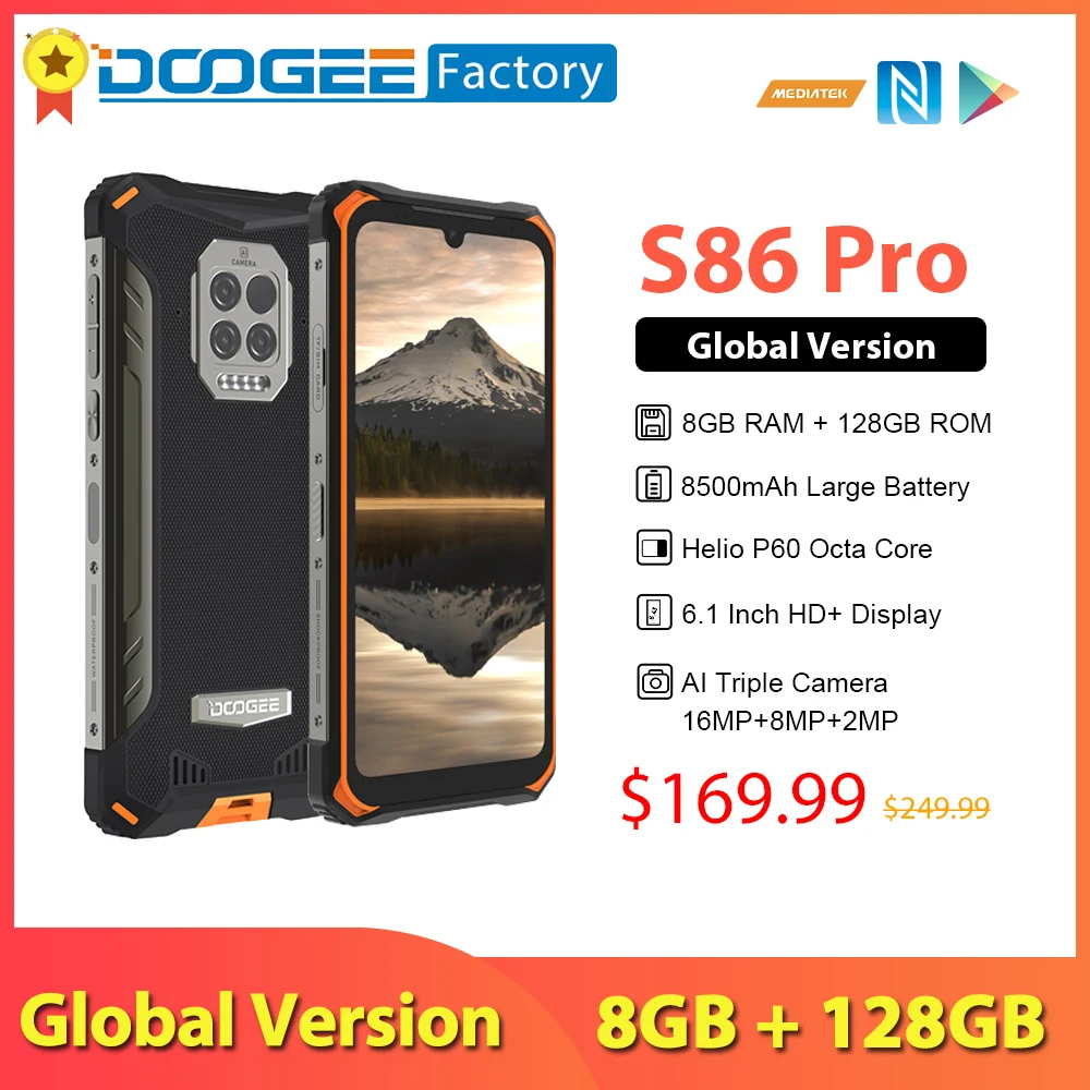 Смартфон DOOGEE S86 Pro 8 ГБ + 128 инфракрасный термометр 8500 мАч мобильный телефон Octa Core