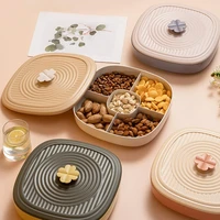 dried fruit tray household new year candy plate living room with lid creative snack melon seeds plate storage box nuts sealed