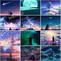 5d full square round drill diy diamond painting beautiful colorful sky scenery mosaic pictures diamond embroidery home decor