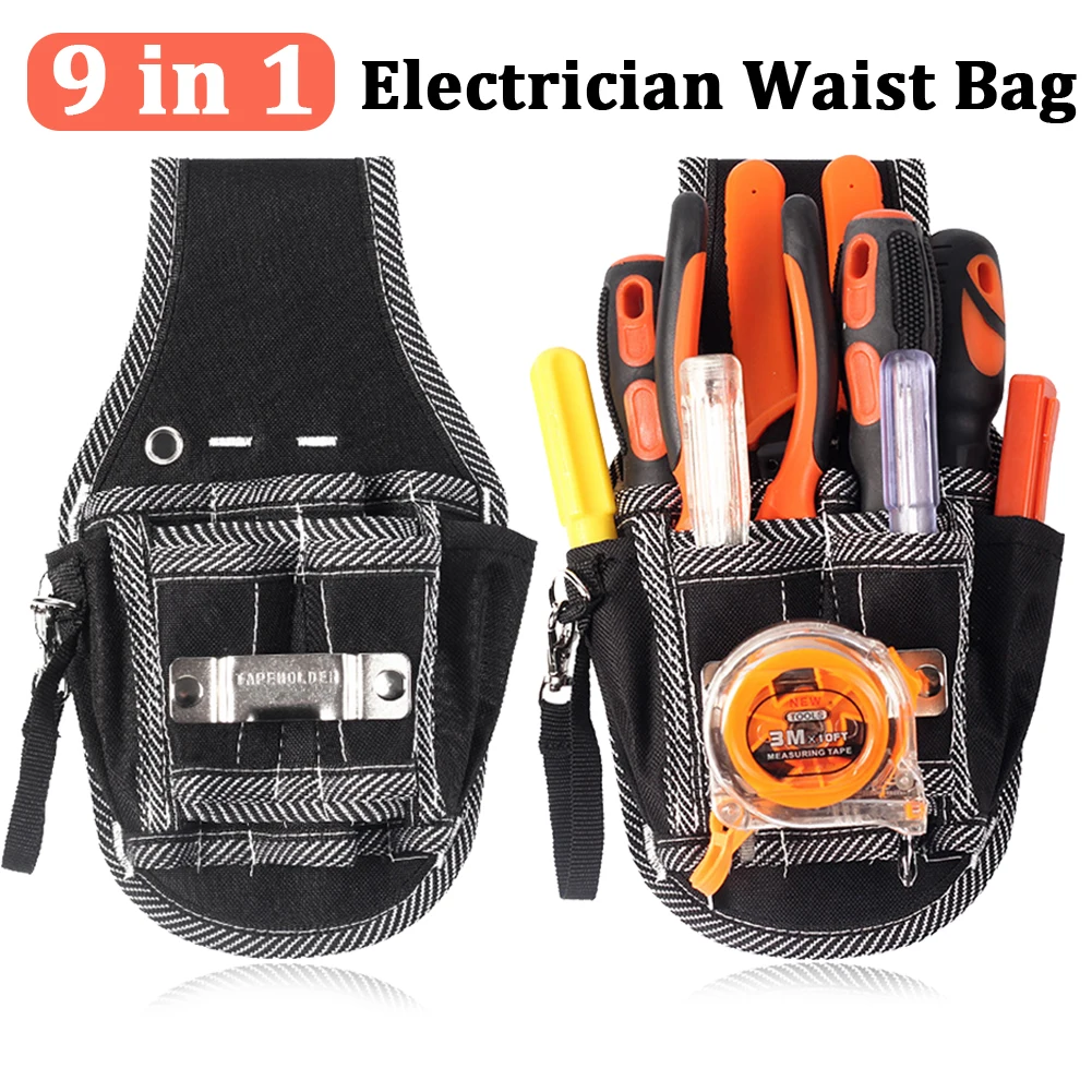 

1-5pcs 9 in 1 Tool Belt Screwdriver Utility Kit Holder Top Quality 600D Nylon Fabric Tool Bag Electrician Waist Pocket Pouch Bag