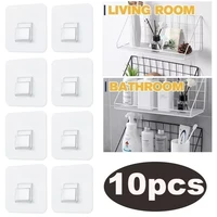 10pcs transparent wall hooks strong self adhesive kitchen bathroom storage hooks hangers suction cup heavy load hook holder rack