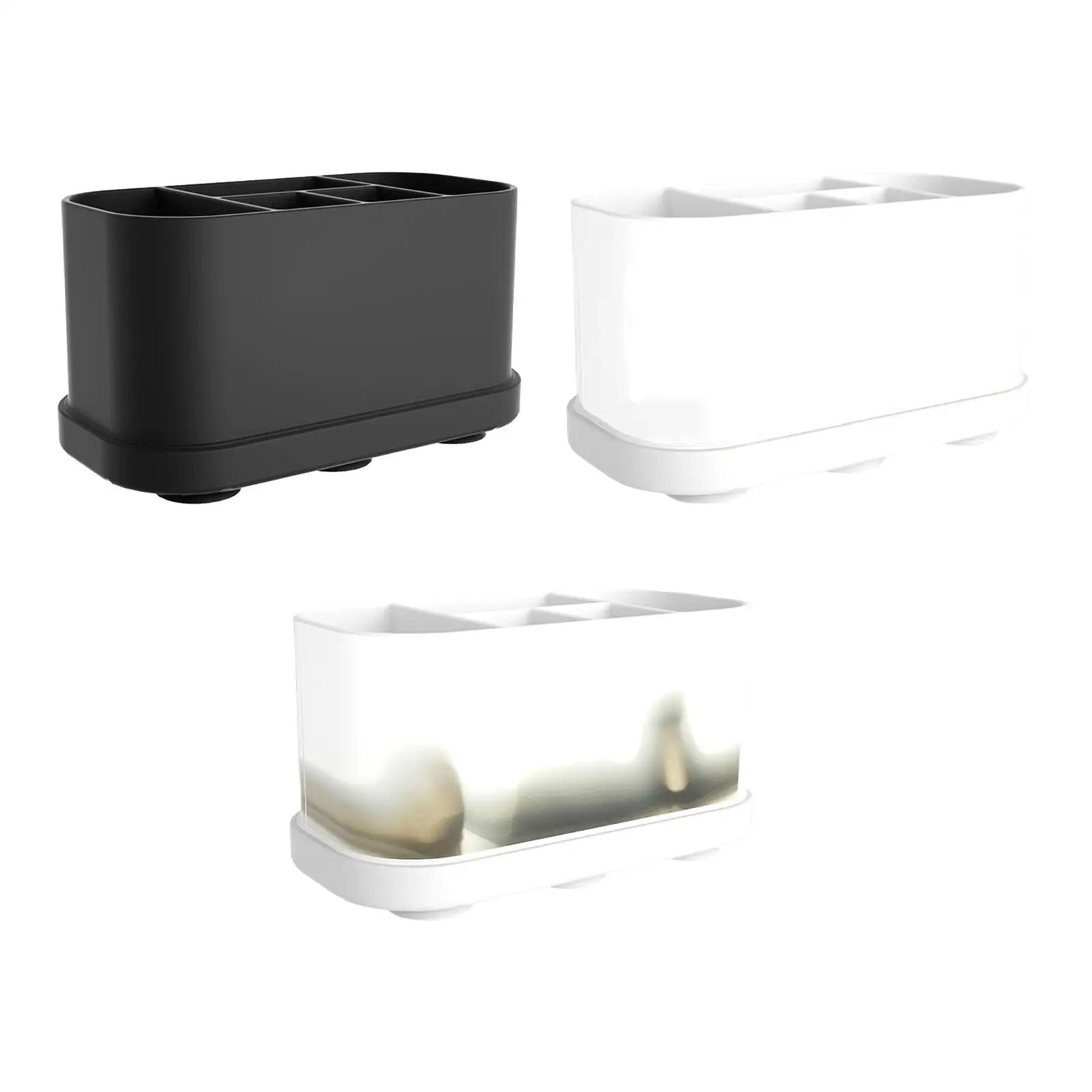 

Multipurpose Makeup Brush Holder 5 Compartments Storage Container Cosmetics Tray Desktop Organizer for Kitchen Tabletop Dresser