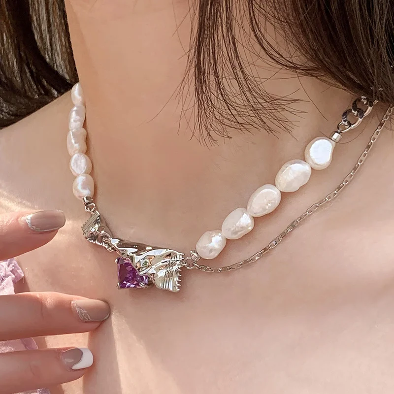 

Timeless Wonder Fancy Ntural Baroque Zirconia Candy Necklace for Women Designer Jewelry Fashion Korean Trendy Cute Japan 5143