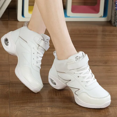 Женские кроссовки из ПУ кожи для джазовых танцев, кроссовки с мягкой подошвой и воздушной подушкой для взрослых, танцевальная обувь для латиноамериканских танцев, 2024