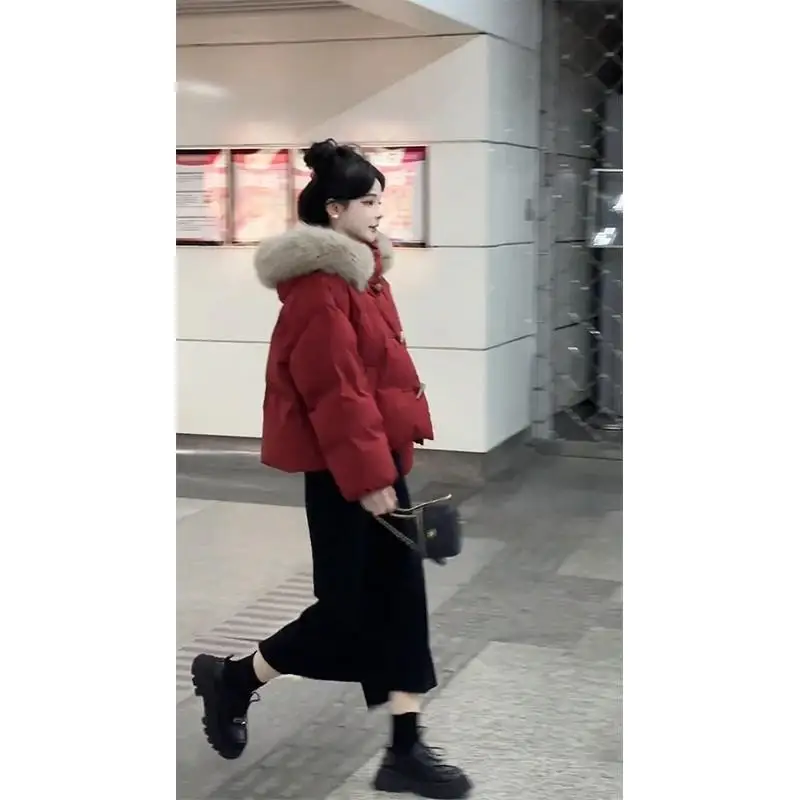 2024 Autumn and Winter New Red Short Down jacket Cotton-padded jacket Cotton-Padded Jacket Popular Women clothe...