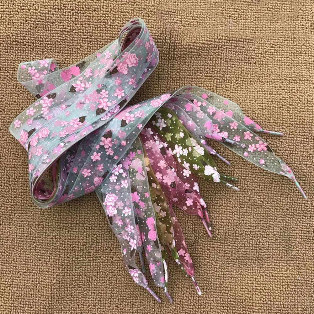 1 Pair 120CM Snowflake Yarn Flat Satin Silk Ribbon Shoelaces Shoe Laces Sneaker Party Sport Shoes Lace Strings New