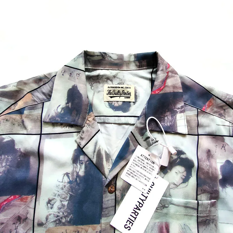 WACKO MARIA Men's Shirt Ink Painting Print Men Women 1:1 WACKO MARIA Loose Hawaiian Shirt