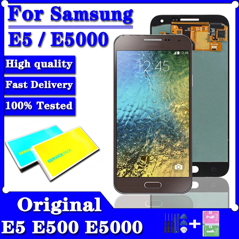 

5,0 "Оригинальный дисплей E5 для Samsung Galaxy E500 Lcd E5000 E500M E500, ЖК-дисплей с сенсорной панелью, дигитайзер в сборе, заменяемый