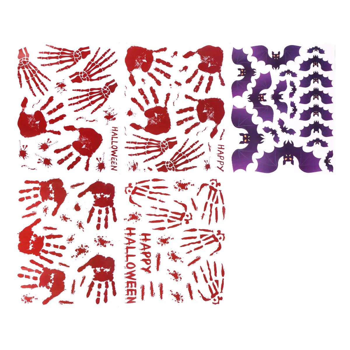 

5pcs Bat Wall Ornament Decorative Sticker Hand-Print Sticker