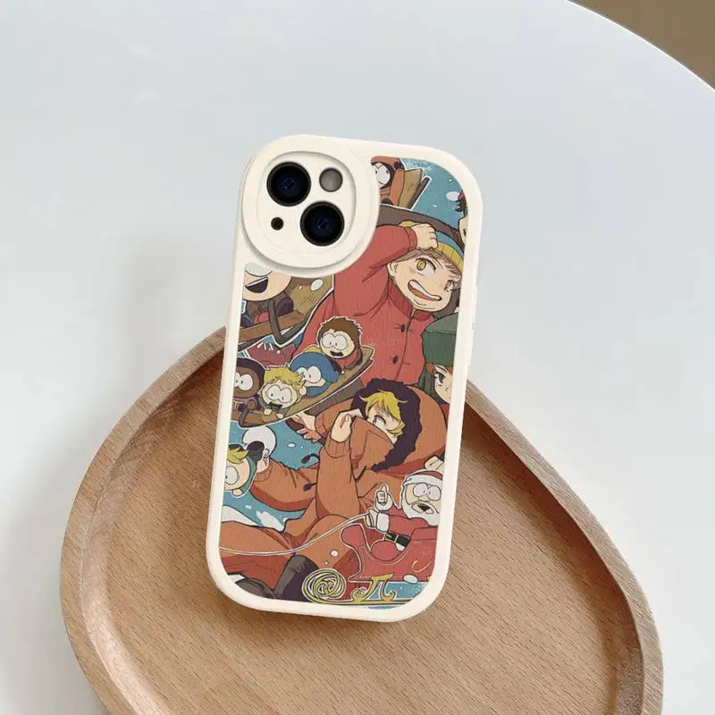 S-SOUTHS P-PARKS Phone Case Hard Leather For iPhone 14 13 12 Mini 11 14 Pro Max Xs X Xr 7 8 Plus