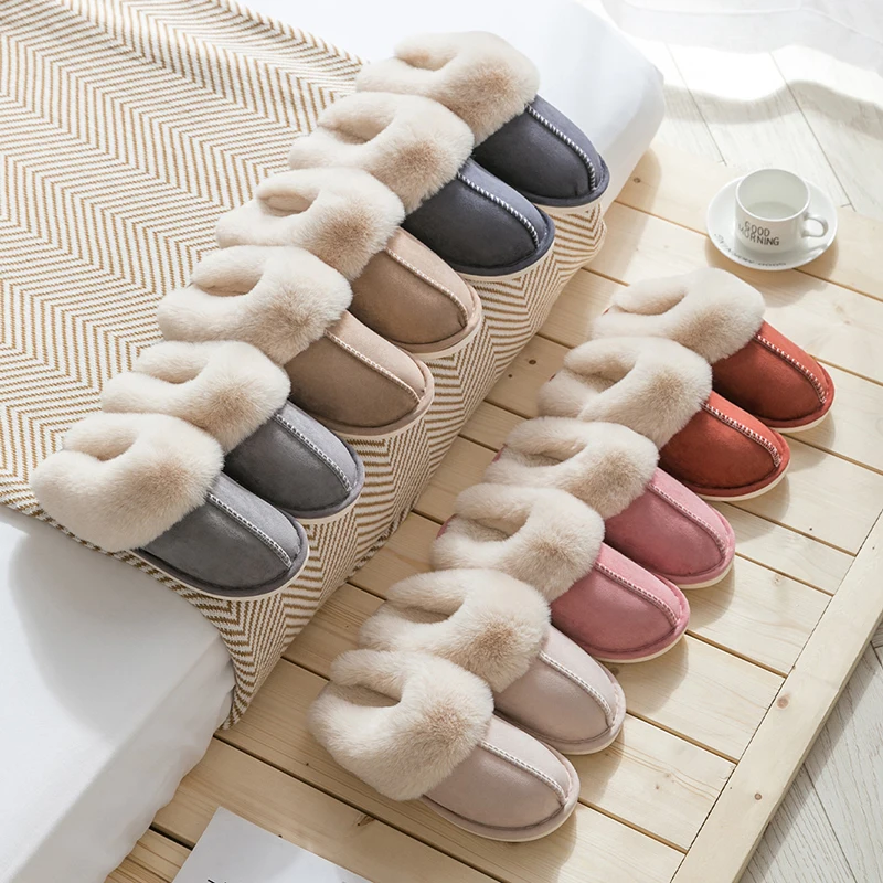 Winter Slipper Women Slides Soft Indoor Warm House Bedroom Fuzzy Sandals Slip on Cute Shoes for Men Women Plush Flat Slippers