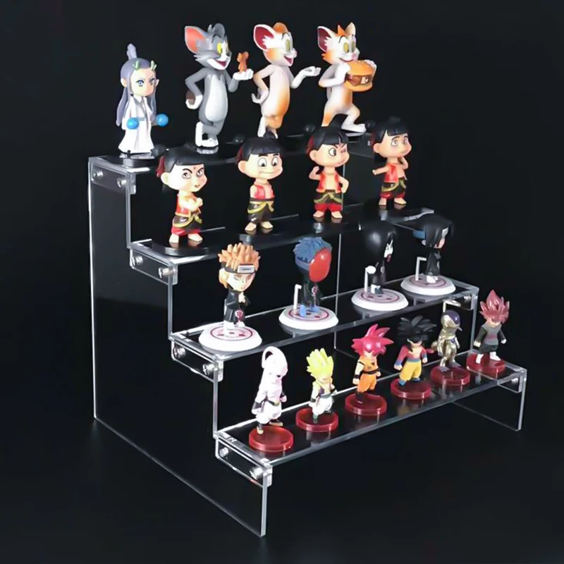 

1-5 Step Clear Acrylic Display Stand Riser Shelves Rack Organizer for Collectibles Cosmetics Figures Cupcake Perfume Dessert