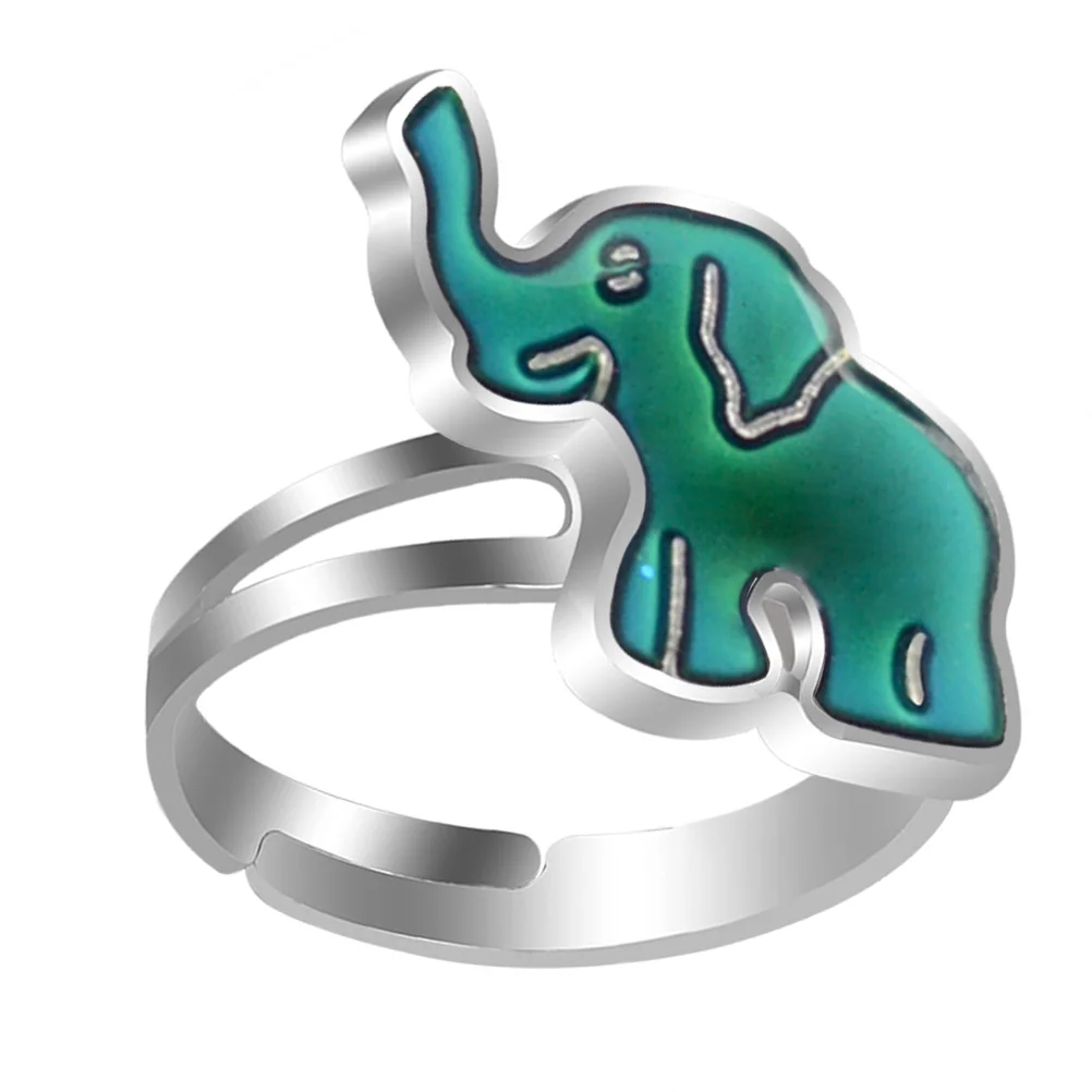 

Elephant Thermal Ring Kids Rings Creative Finger Jewelry Decor Open Versatile Epoxy Cartoon Unique Novel Child Stylish