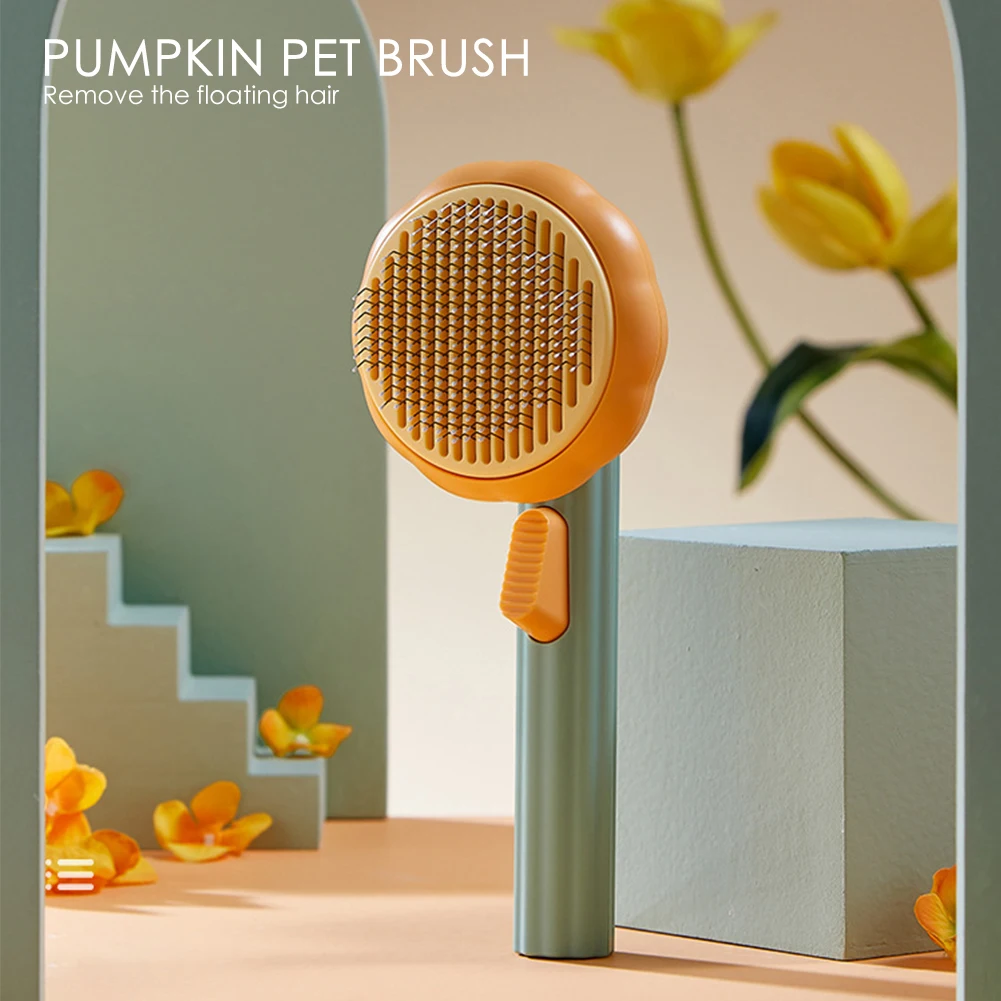

Cat Pumpkin Brush Pet Self Cleaning Slicker Brush for Shedding Dogs Grooming Comb Hair Remover Loose Underlayers and Tangled Hai