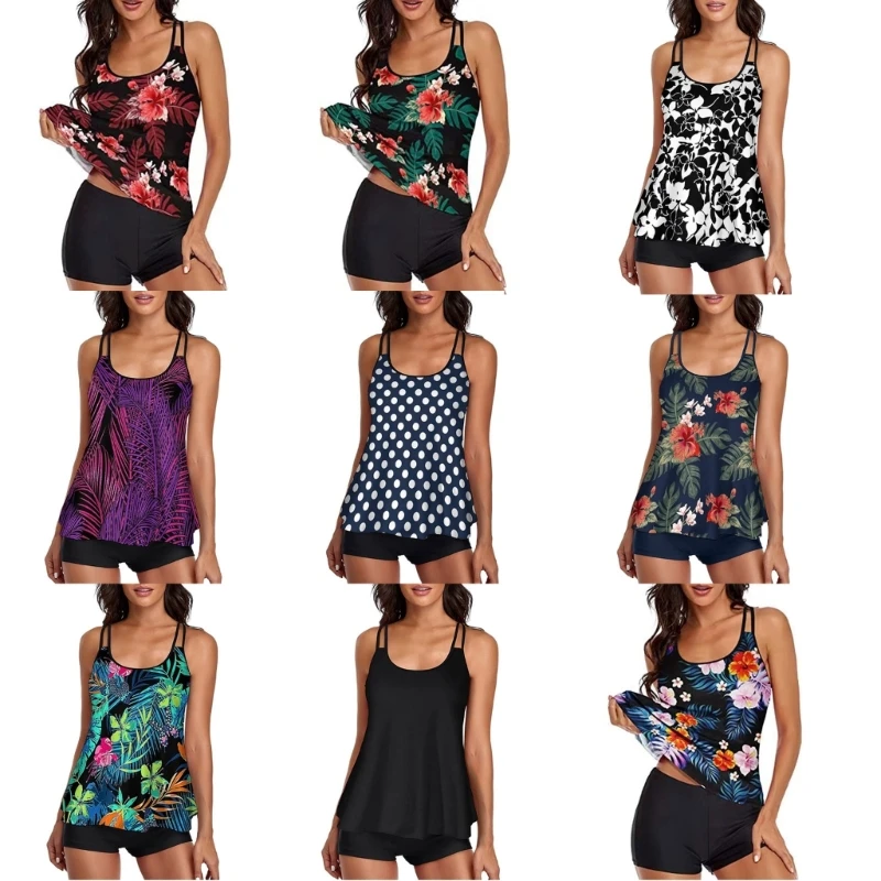 

Floral Print Bathing Suit 2 Pieces Tankini Swimsuit Top Swimwear for Women