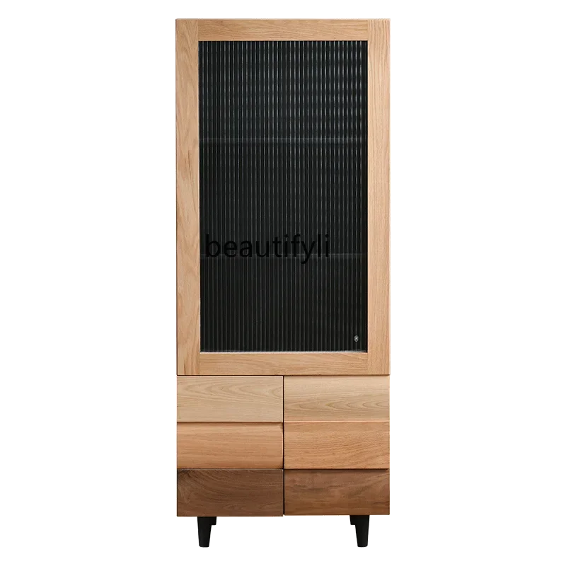 Современный простой цветной стеклянный шкаф-витрина ваби-песочный ветер боковой