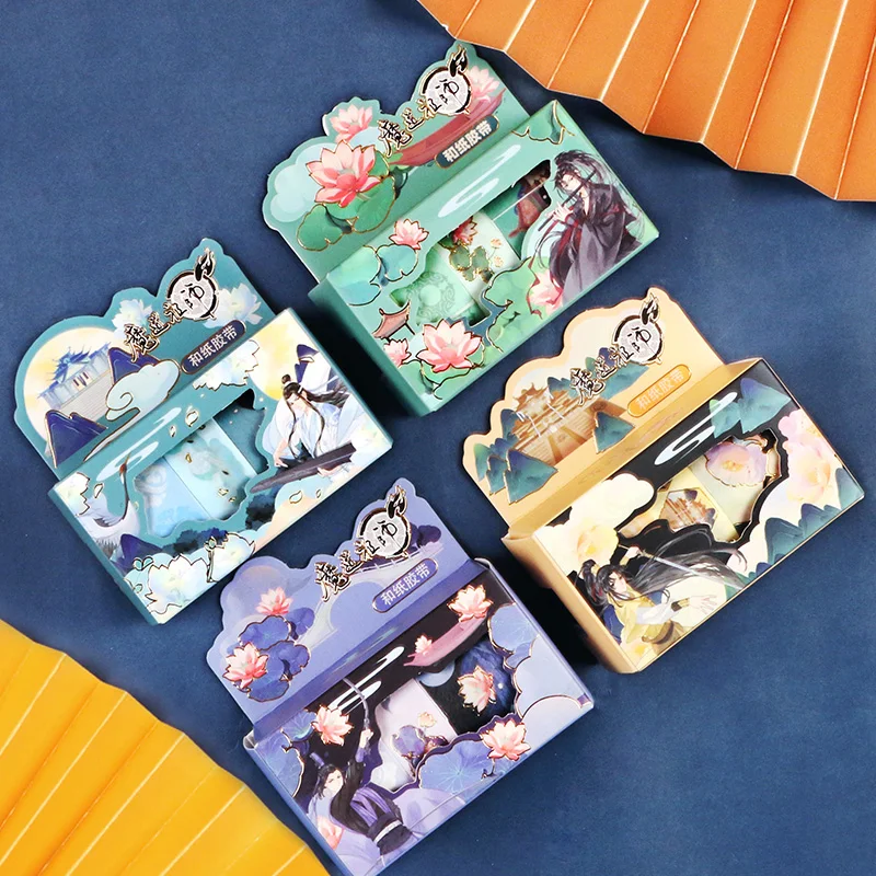 5Pcs/Set Anime Grandmaster of Demonic Cultivation Bronzing Washi Tape Lan Wangji Wei Wuxian Figure Adhesive Label Sticker - купить по