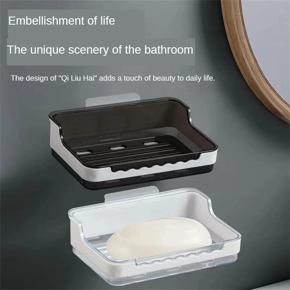 

Bathroom Shower Soap Box Strong Traceless Drain Soap Box Non Perforated Soap Rack Toilet Kitchen Wall Mounted Storage Holder