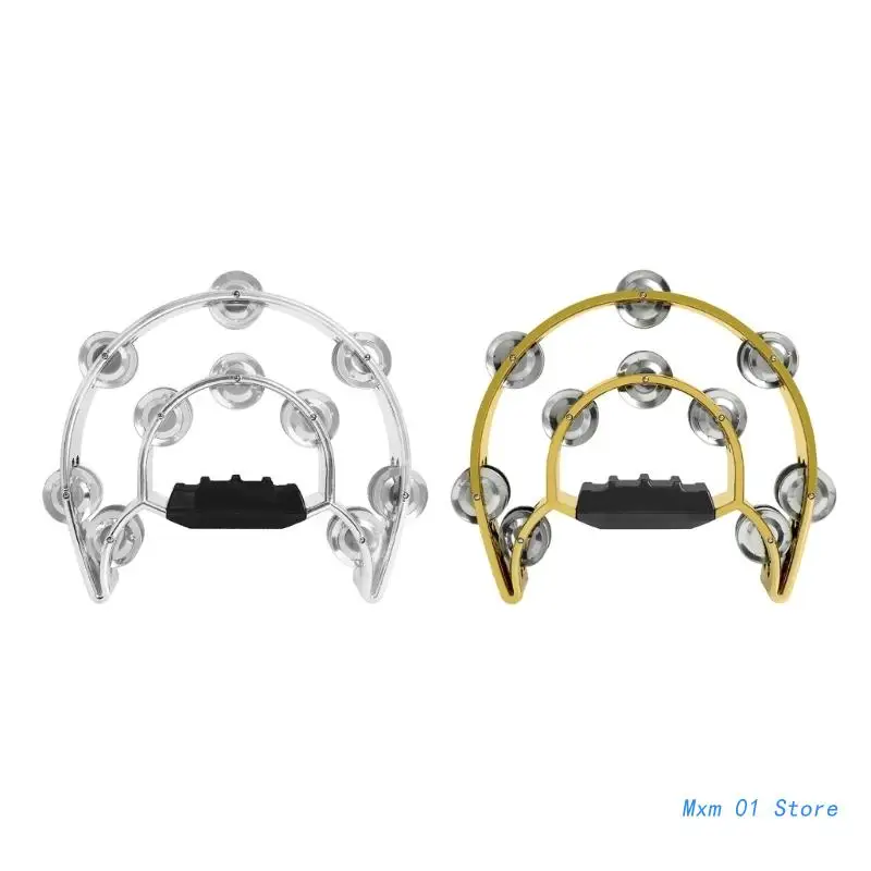 

Полулунный ручной Тамбурин, металлические тамбурины, двухрядные, музыкальные ударные табурины, музыкальный ритм, Прямая поставка