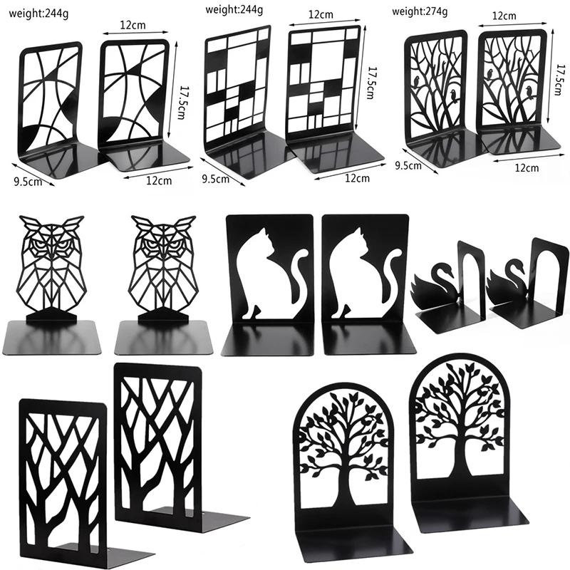 

1 Pair Vintage Personalised Metal Non-slip Book Holder Book Support Stands Animal Shaped Office Book Holder