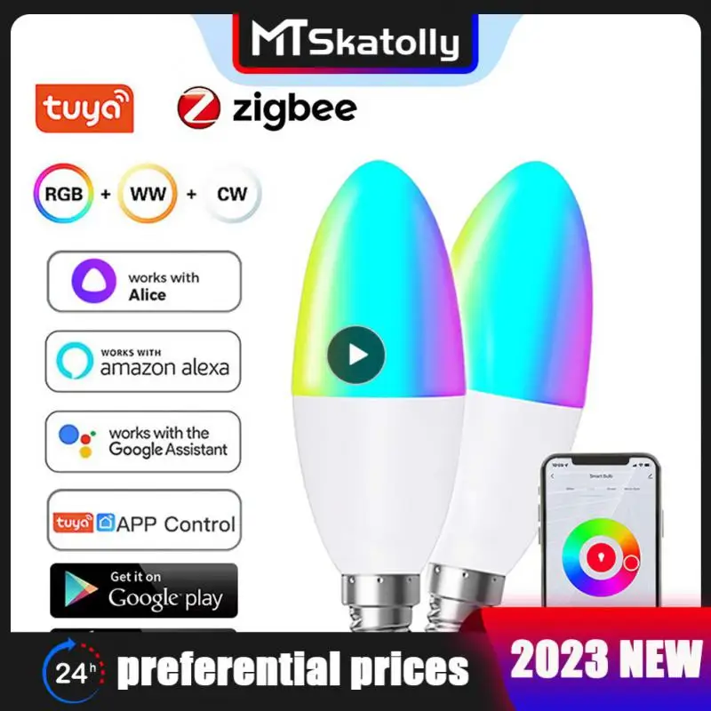 

5w Zigbee Smart Lamp Voice Control Smart Light Bulb For Alexa Google Home Yandex Alice Rgbcw E14 Led Bulb Smart Home Tuya Zigbee