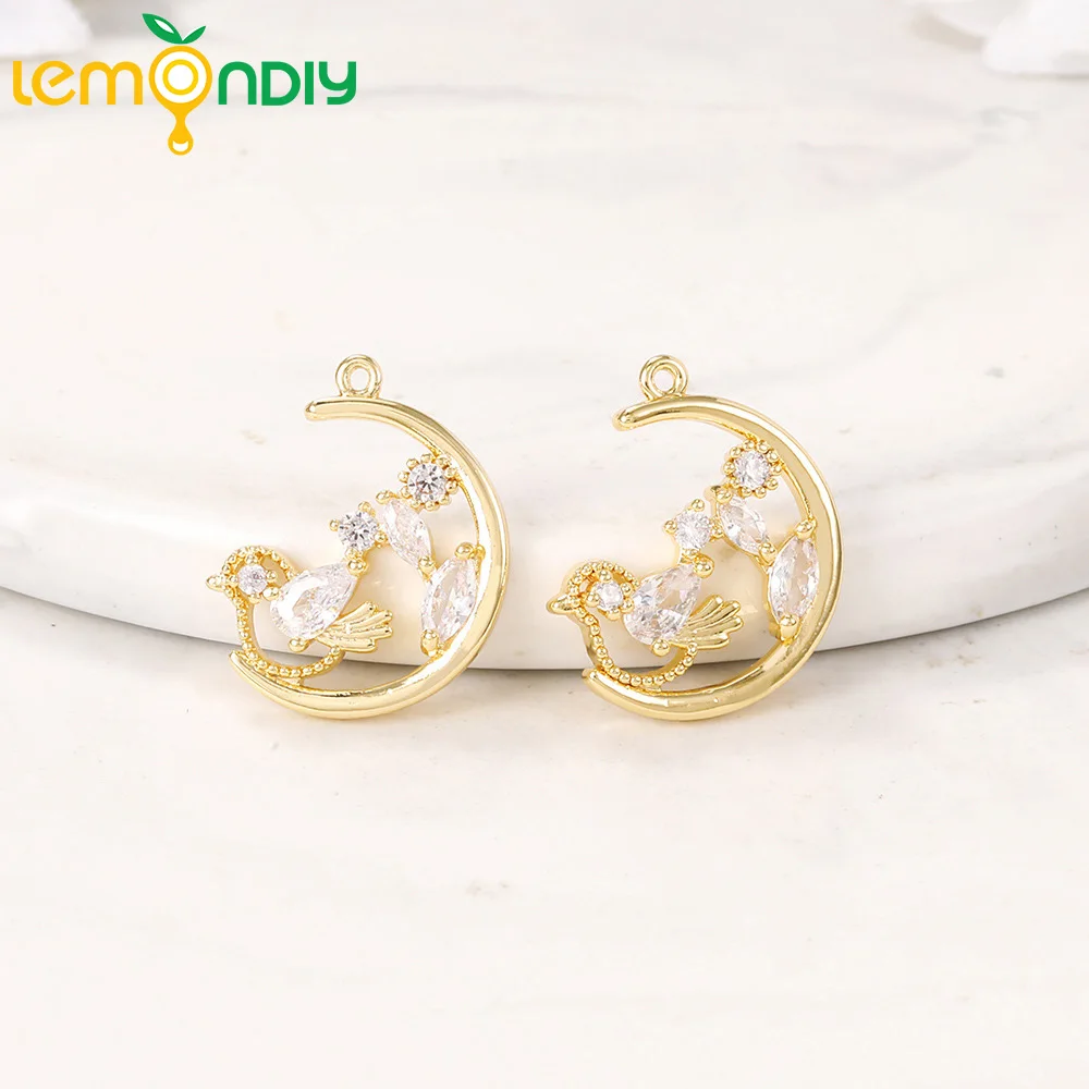 

4PCS 16x15MM 24K Gold Color Brass with Zircon Birds Pendants High Quality DIY Jewelry Making Findings Accessories Wholesale