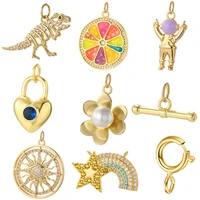 sun flower cute charms for jewelry making supplies dinosaur astronaut punk gold color charm diy earring necklace bracelet