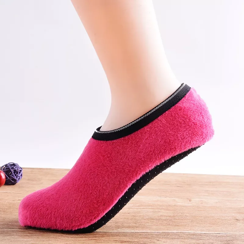 

Pair Warm Women Men Socks Winter Floor Socks Velvet Indoor Short Anti-skid Boat Socks Solid Color Warm Sock Slippers
