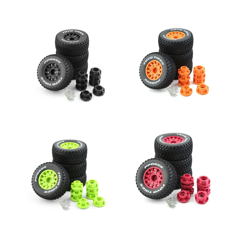 

4Pcs 112Mm 1/8 1/10 Short Course Truck Tire Tyres Wheel With 12 14 17Mm Hex For Traxxas Slash Arrma SENTON VKAR RC Car