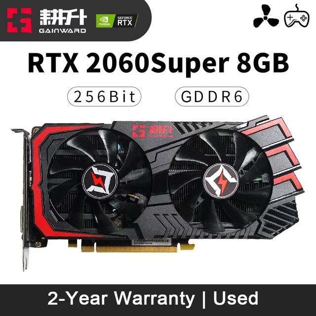 Used RTX 2060 Super 8GB Graphics Card Gaming GDDR6 256Bit 14000Mhz RTX2060s Mining PCI Express 16x3.0 Video Cards for Desktop 1