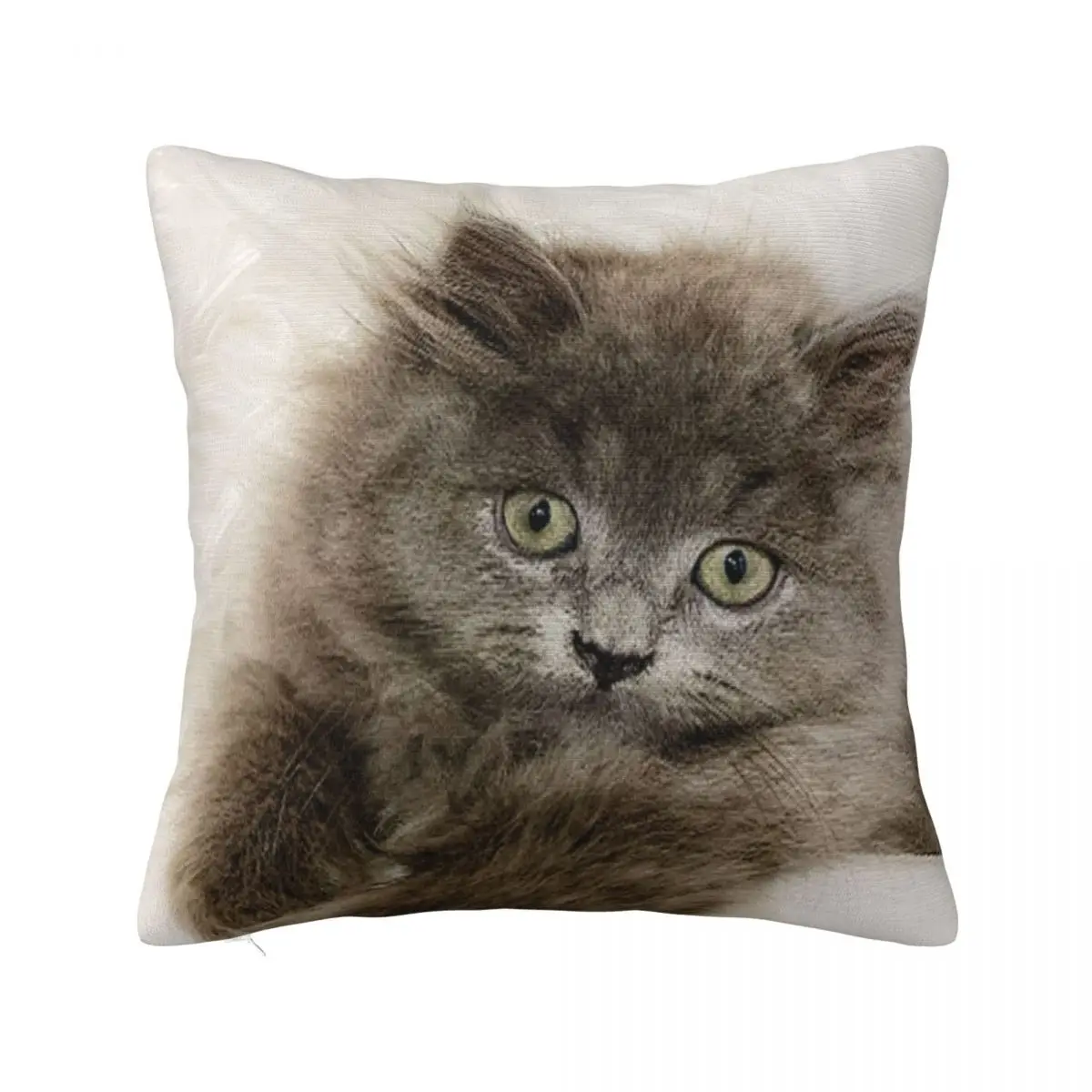 

Gray Cat Pillowcase Soft Fabric Cushion Cover Decoration 3D Animal Pet Throw Pillow Case Cover Chair Zippered 18"
