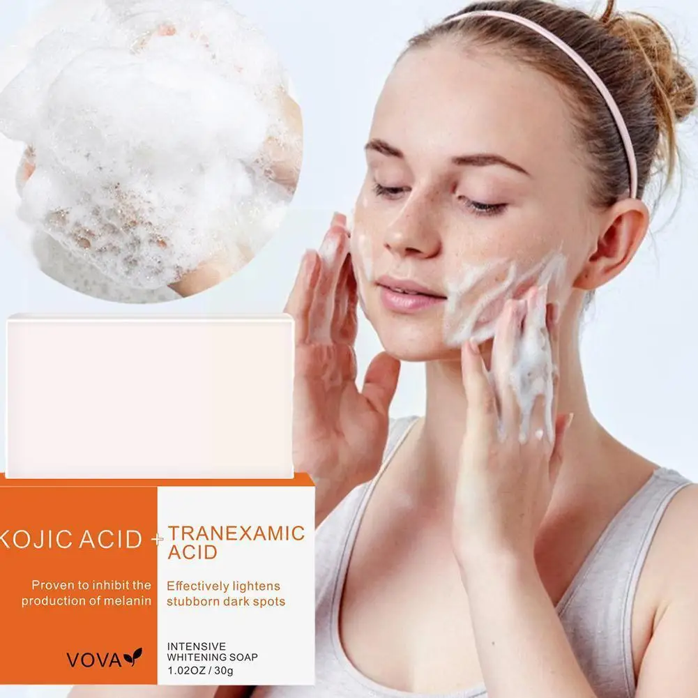 30g Kojic Acid Soap Dark Black Skin Lightening Soap Care Bleaching Brighten Repair Face Handmade Body Soap Whitening Skin G1C8