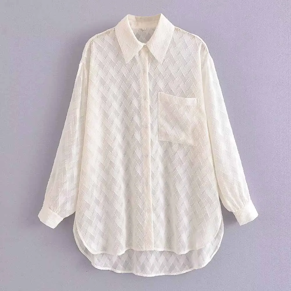 

Женская декоративная рубашка на пуговицах, с длинным рукавом и отворотом