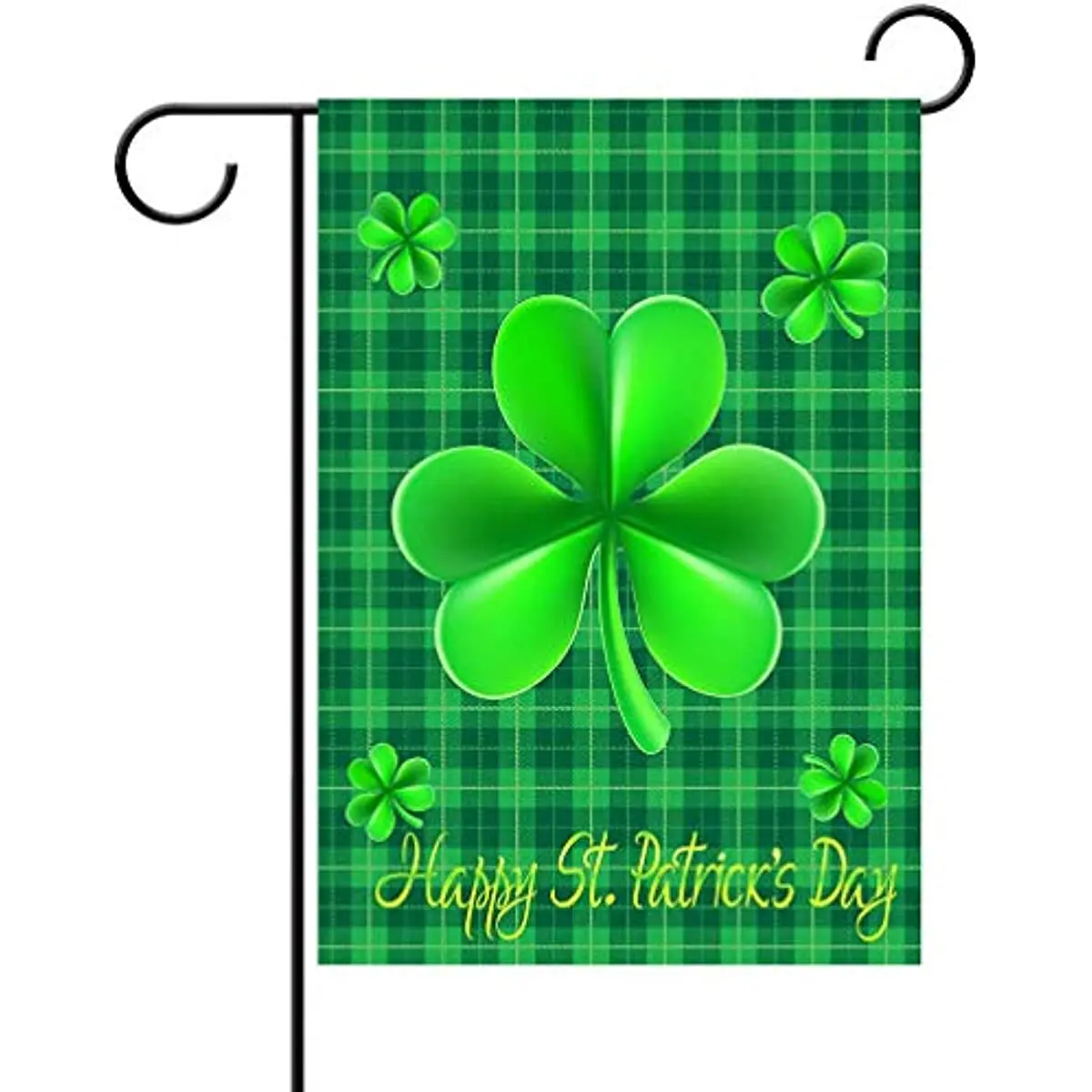 

Plaid Happy St Patricks Day House Garden Flags Shamrock Buffalo Check Rustic Burlap Yard Sign Decorations Spring for Outdoor
