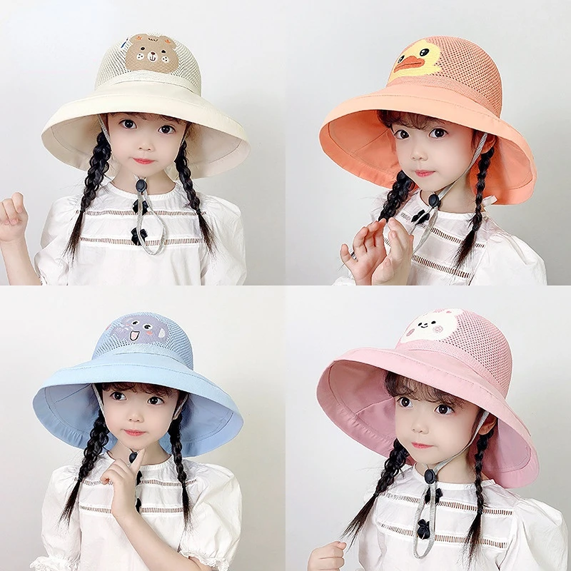 

Милая Детская шляпа от солнца для мальчиков и девочек, детская дышащая шляпа от солнца с большими полями, милая мультяшная Панама с утиным м...